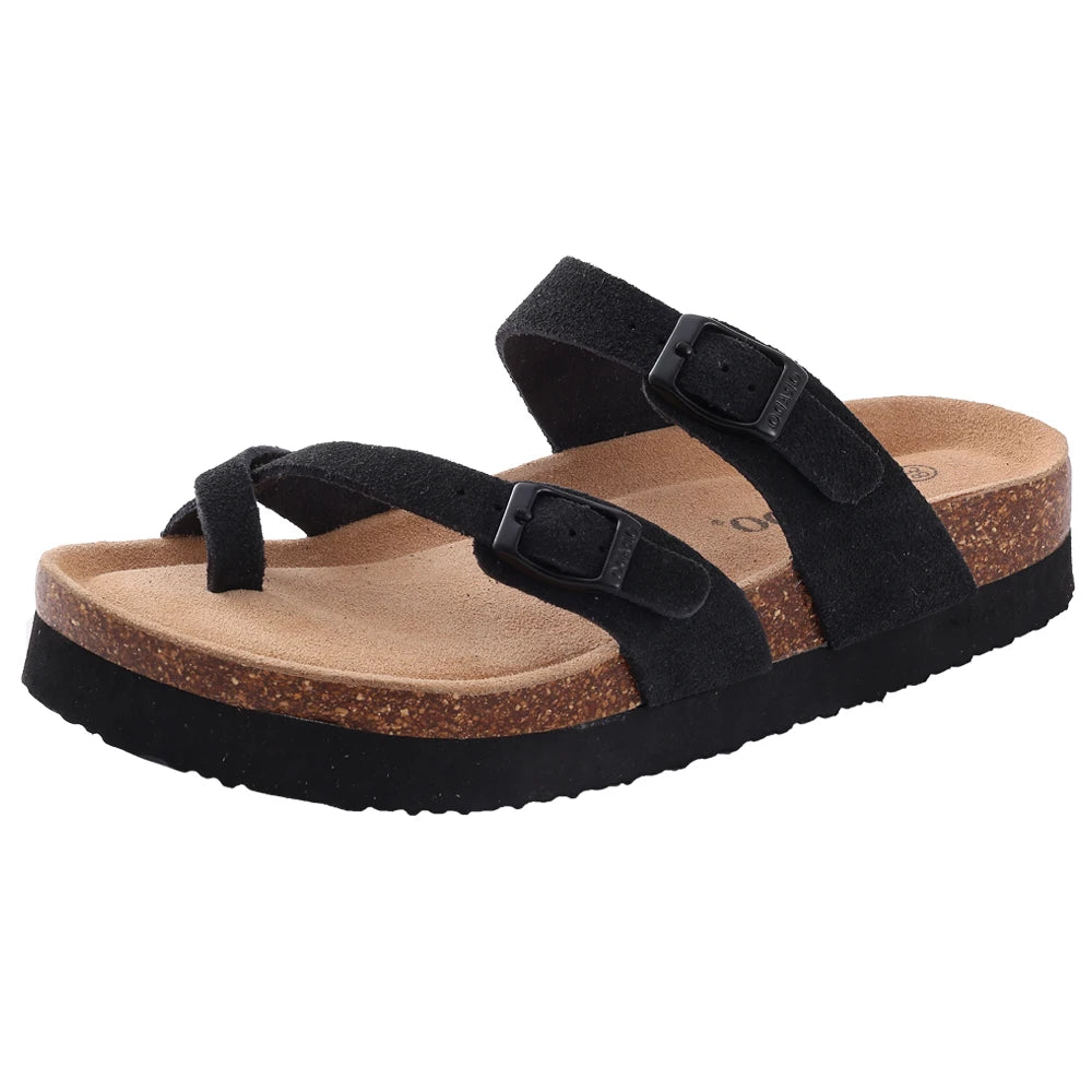 Men Cork Slippers Summer Cork Footbed Clogs Sandals Women Outdoor Suede Beach Slides with Arch Support Men Clogs Sandals