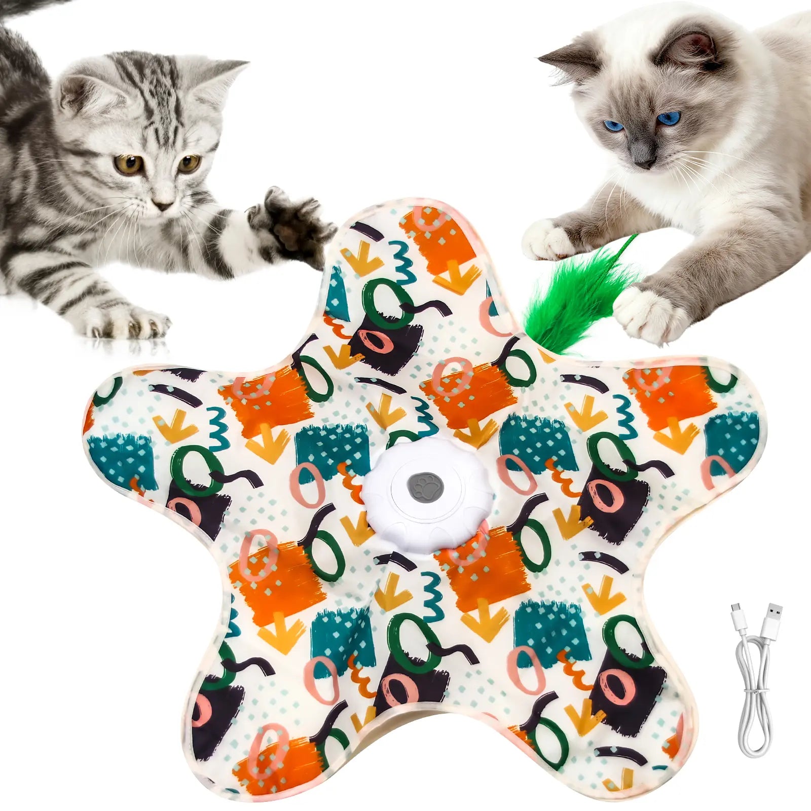 Interactive Unpredicatable Moving Feather Hunting Cat Toy , Hide and Seek Rechargeable Cat Toy for Bored Cat,Automatic Chargeable，Indoor Exercise & Boredom Relief for All Breeds Cats , #Summerwins #Dealsforyoudays