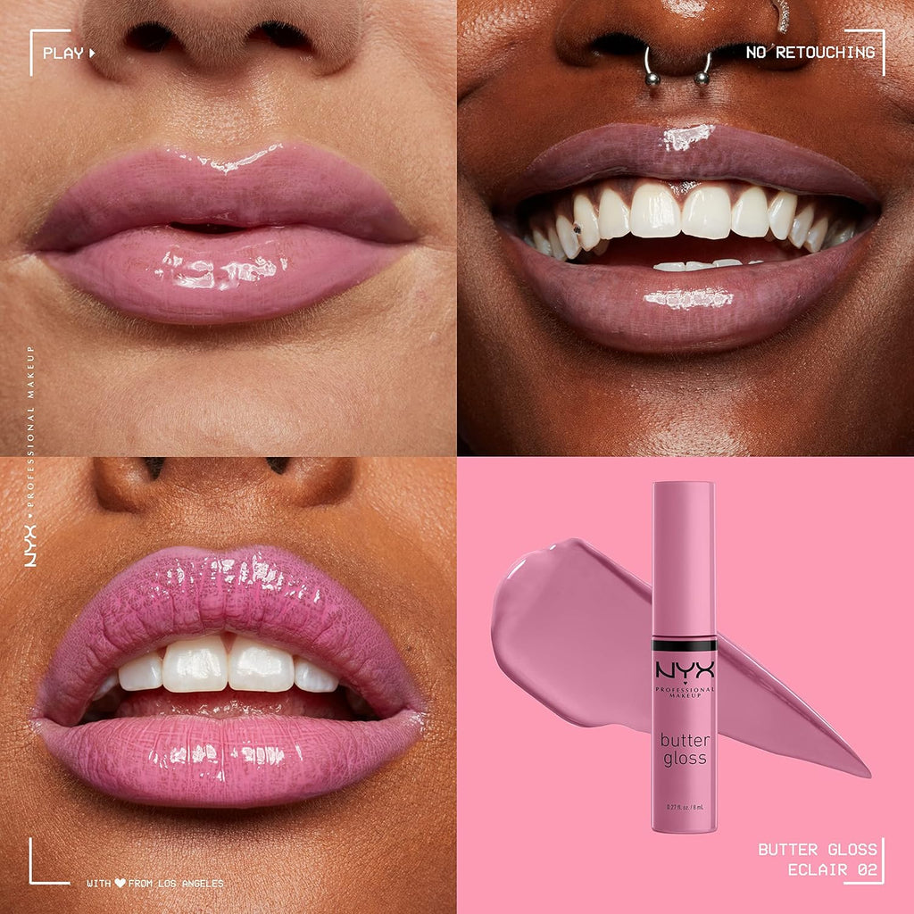 Butter Gloss Non-Sticky Lip Gloss Red Velvet Deep Red & Eclair Pink