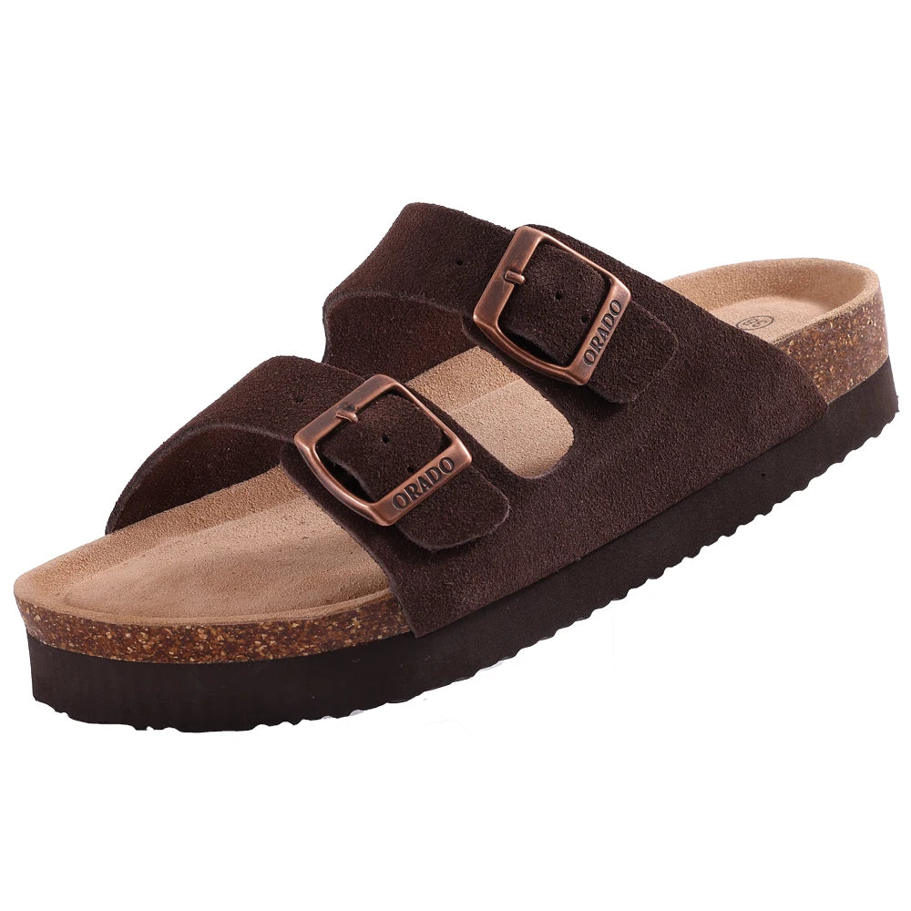 New Fashion Cork Sandals Women Classic Cork Suede Footbed Slippers Female Summer Beach Sandals with Adjustable Buckle