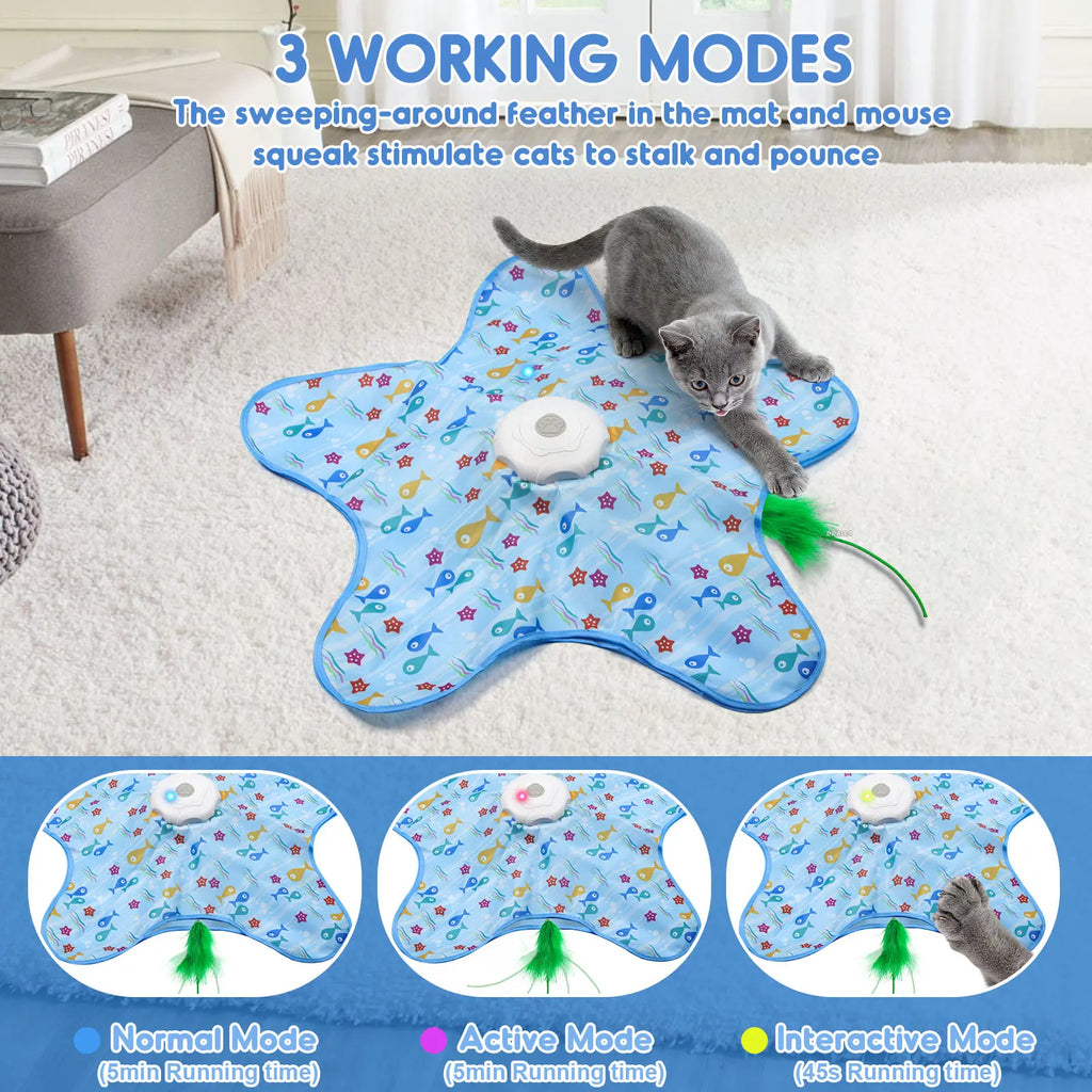 Interactive Unpredicatable Moving Feather Hunting Cat Toy , Hide and Seek Rechargeable Cat Toy for Bored Cat,Automatic Chargeable，Indoor Exercise & Boredom Relief for All Breeds Cats , #Summerwins #Dealsforyoudays