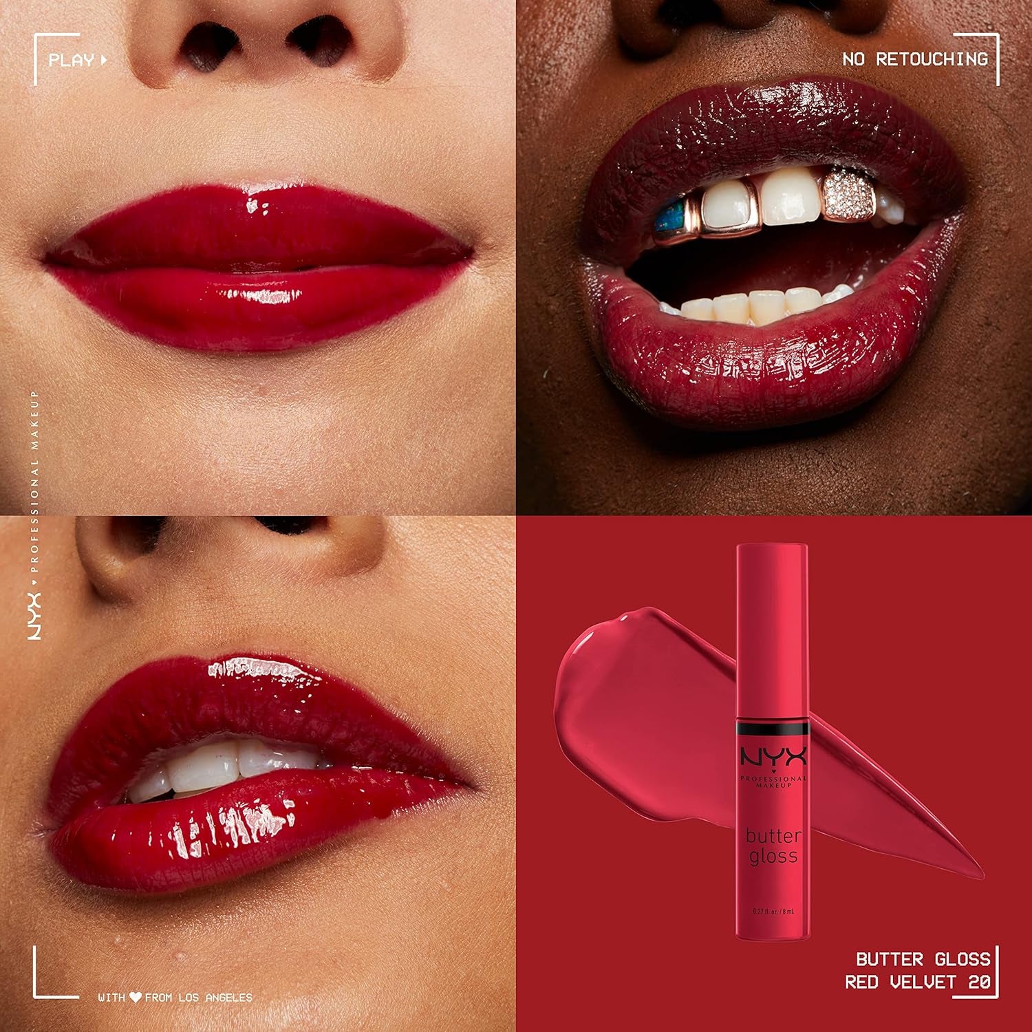 Butter Gloss Non-Sticky Lip Gloss Red Velvet Deep Red & Eclair Pink
