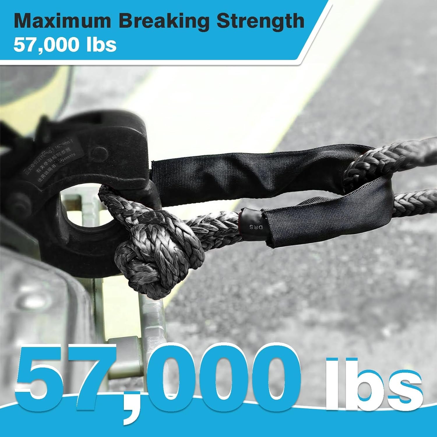 2 Pack Black Soft Shackles 57,000 LBS Breaking Strength 1/2 Inch X 22 Inch with Protective Sleeve for Off-Road Sailing Trucks 4X4 UTV Synthetic Road Recovery Rope Soft Shackle for Recovery