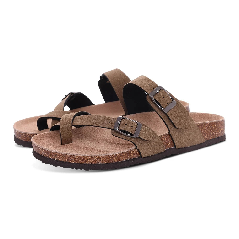 Men Cork Slippers Summer Cork Footbed Clogs Sandals Women Outdoor Suede Beach Slides with Arch Support Men Clogs Sandals