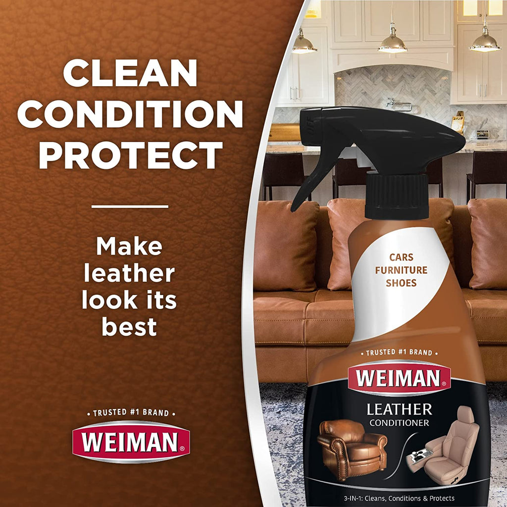 Leather Cleaner & Conditioner - Cleans, Restores & Protects Leather, UV Protection Prevent Cracking & Fading, for Car Seats, Sofas, Shoes, Bags & All Finished Leather Surfaces, 2 Pack, 22 FL Oz