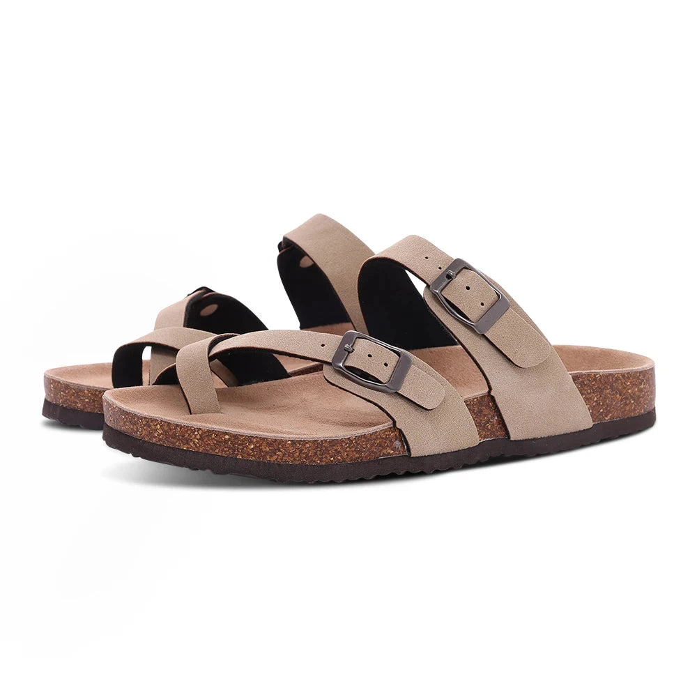 Men Cork Slippers Summer Cork Footbed Clogs Sandals Women Outdoor Suede Beach Slides with Arch Support Men Clogs Sandals