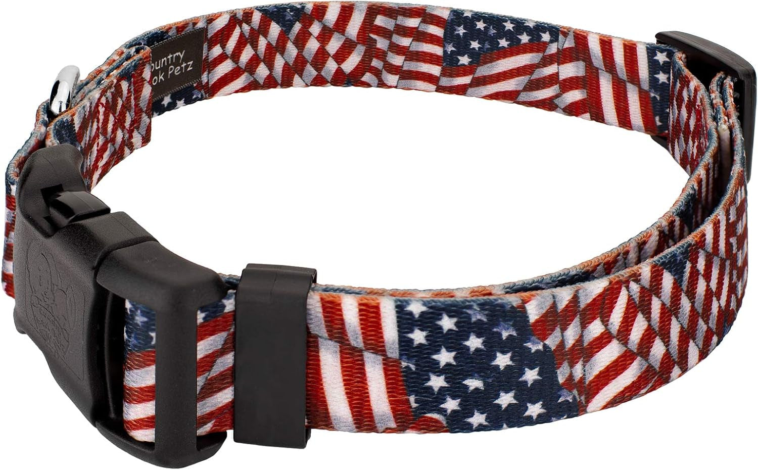 Country Brook Petz 1 Inch Everyday Adjustable Dog Collar for Small, Medium, Large Breeds - Americana Collection with Patriotic Designs (Patriotic Tribute, Medium)