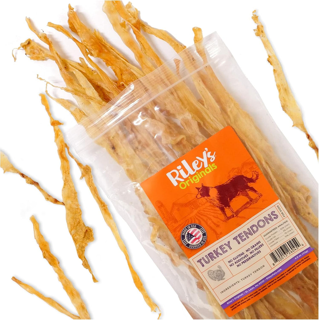 Turkey Tendons for Dogs Made in the USA & Sourced in the USA - Single Ingredient Dog Treats - All Natural Turkey Tendon Chews for Dogs - 4 Oz