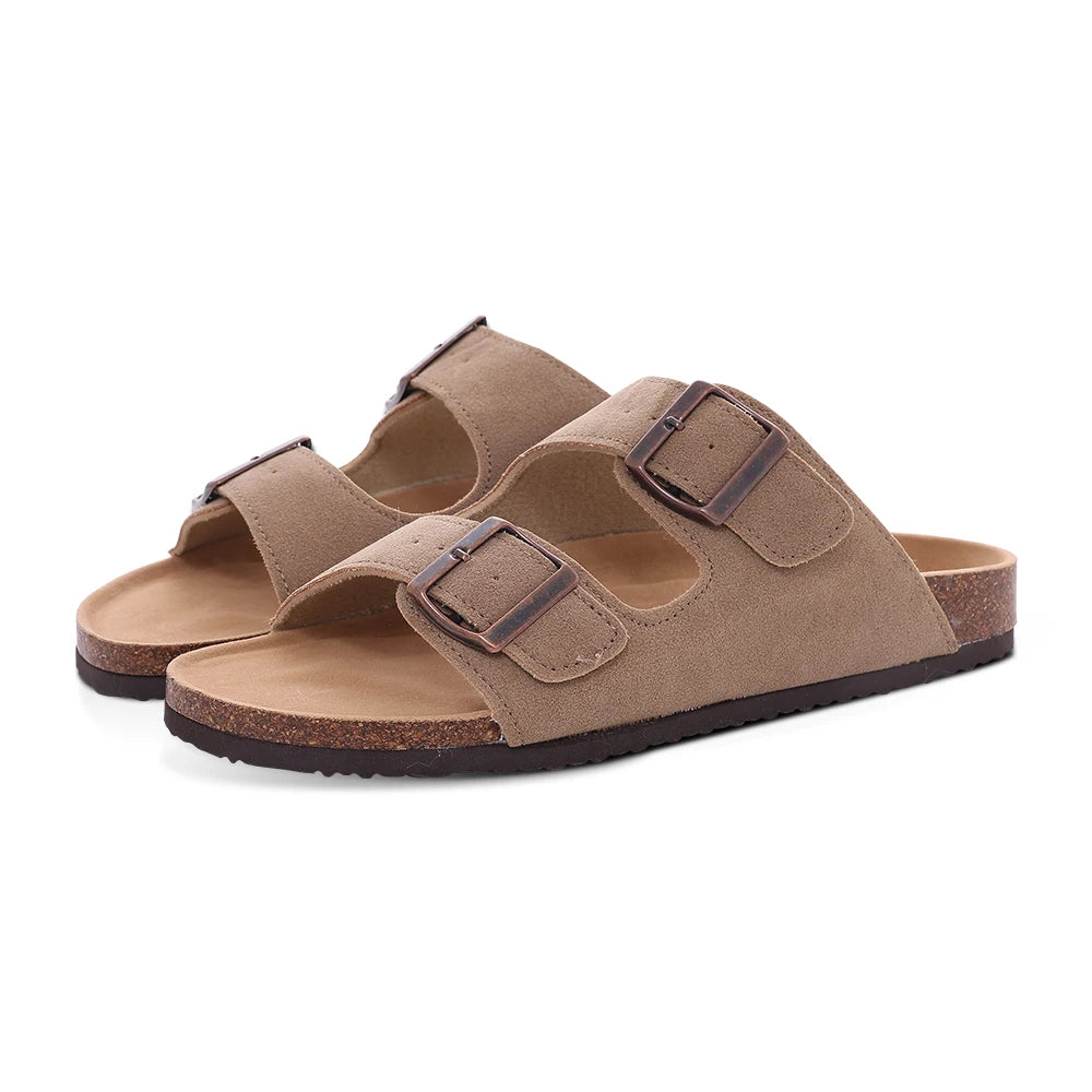 Men Cork Slippers Summer Cork Footbed Clogs Sandals Women Outdoor Suede Beach Slides with Arch Support Men Clogs Sandals