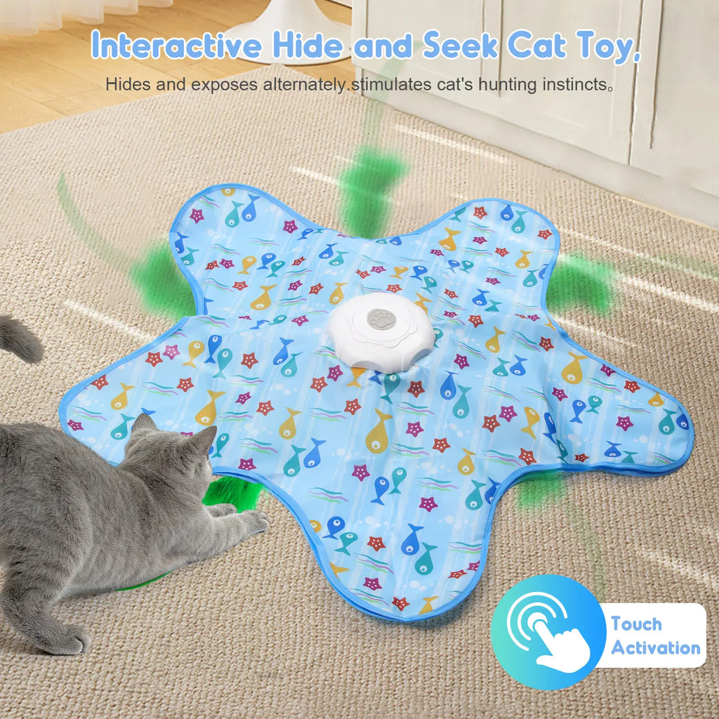 Interactive Unpredicatable Moving Feather Hunting Cat Toy , Hide and Seek Rechargeable Cat Toy for Bored Cat,Automatic Chargeable，Indoor Exercise & Boredom Relief for All Breeds Cats , #Summerwins #Dealsforyoudays