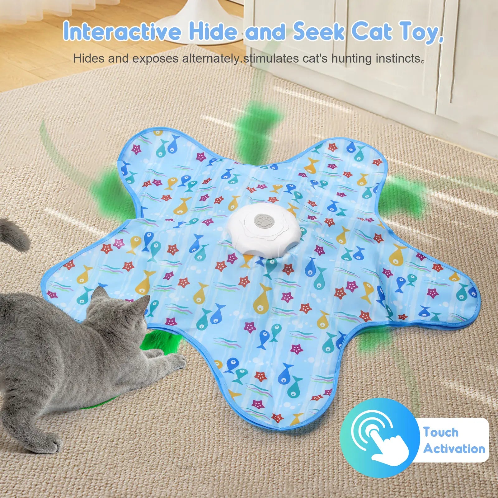 Interactive Unpredicatable Moving Feather Hunting Cat Toy , Hide and Seek Rechargeable Cat Toy for Bored Cat,Automatic Chargeable，Indoor Exercise & Boredom Relief for All Breeds Cats , #Summerwins #Dealsforyoudays