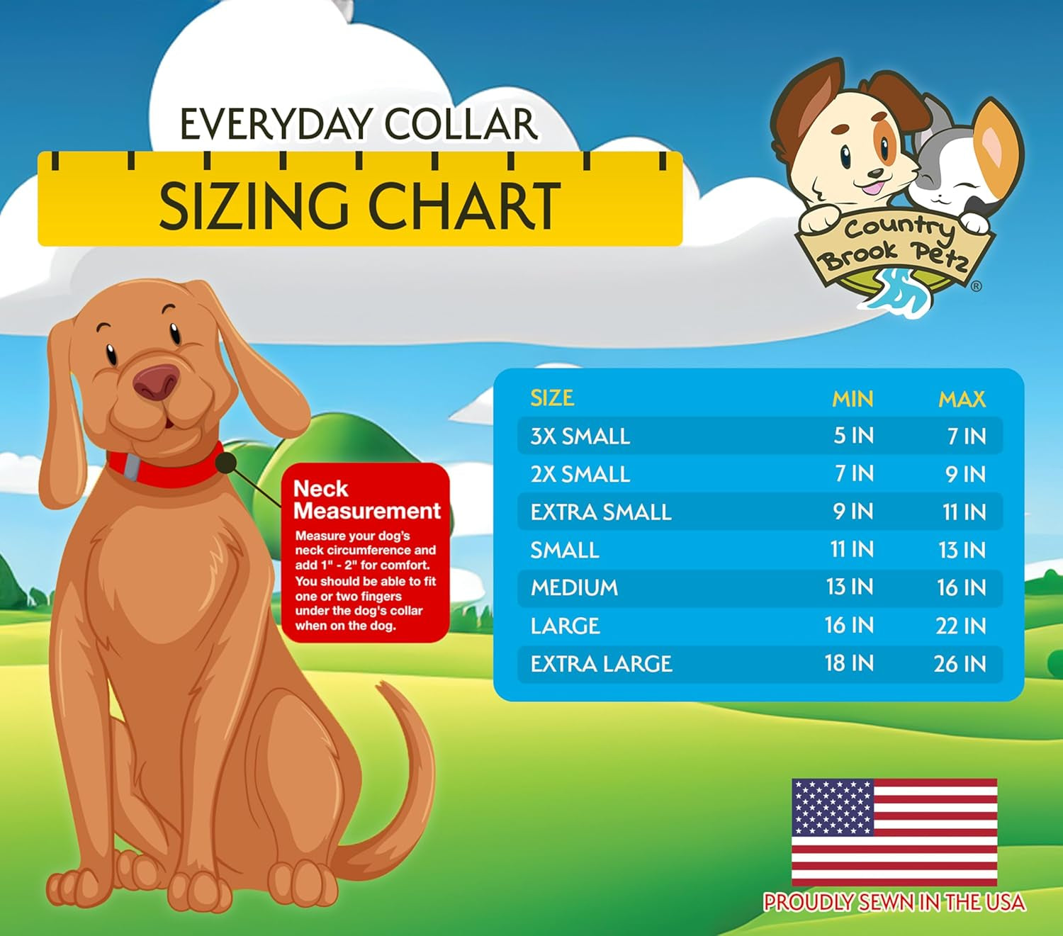 Country Brook Petz 1 Inch Everyday Adjustable Dog Collar for Small, Medium, Large Breeds - Americana Collection with Patriotic Designs (Patriotic Tribute, Medium)