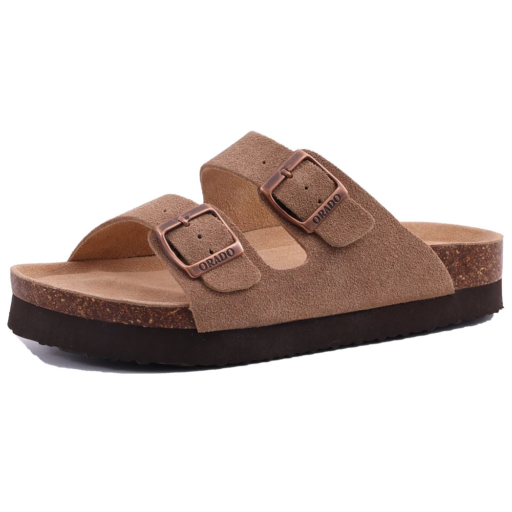 New Fashion Cork Sandals Women Classic Cork Suede Footbed Slippers Female Summer Beach Sandals with Adjustable Buckle