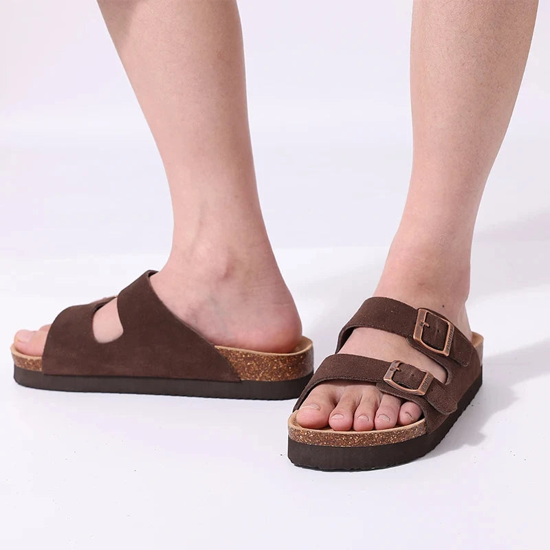 New Fashion Cork Sandals Women Classic Cork Suede Footbed Slippers Female Summer Beach Sandals with Adjustable Buckle