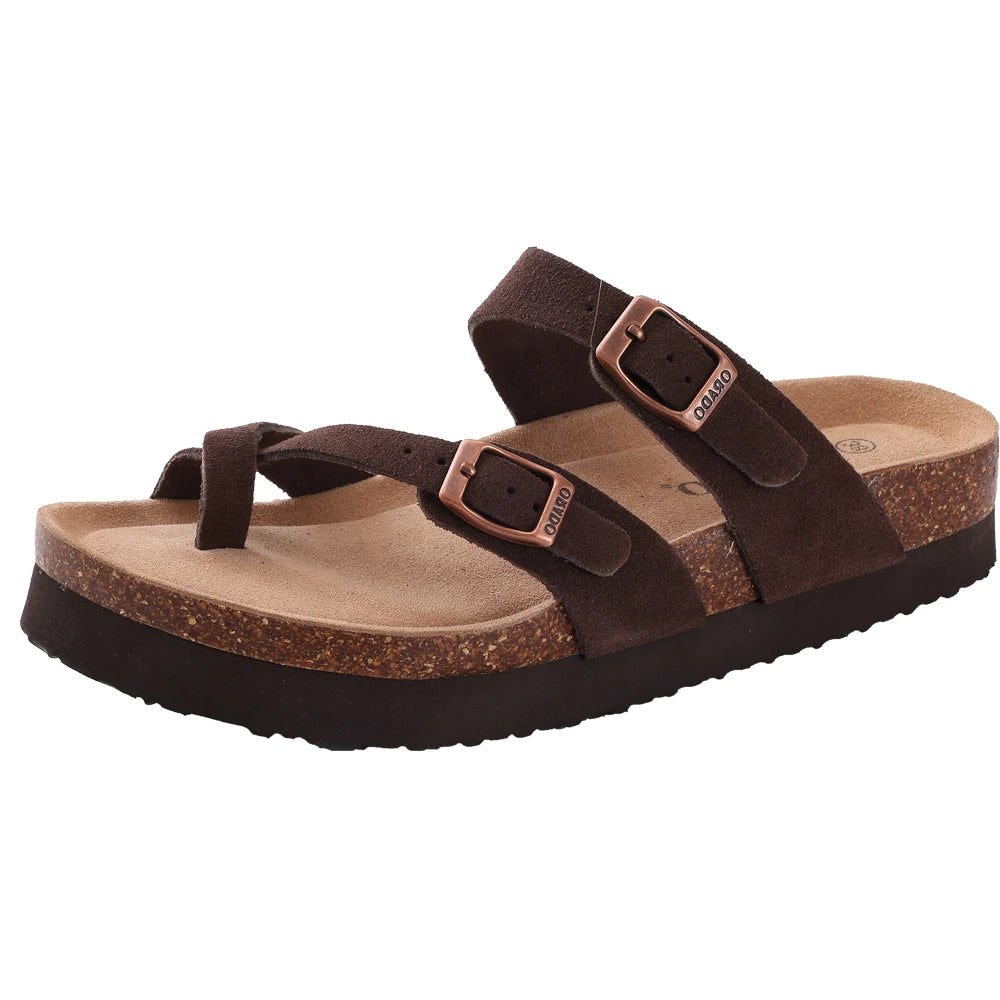 Men Cork Slippers Summer Cork Footbed Clogs Sandals Women Outdoor Suede Beach Slides with Arch Support Men Clogs Sandals