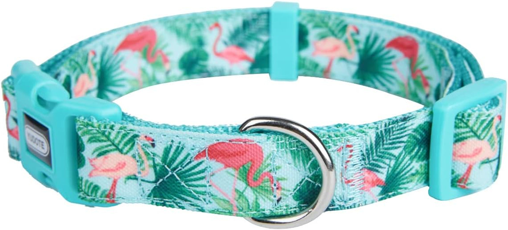 Adjustable Dog Collar, Durable Nylon Collars for Large Female Male Dogs & Puppies, Flamingo Print Cute and Soft