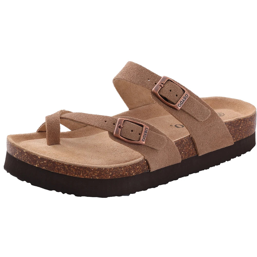 Men Cork Slippers Summer Cork Footbed Clogs Sandals Women Outdoor Suede Beach Slides with Arch Support Men Clogs Sandals
